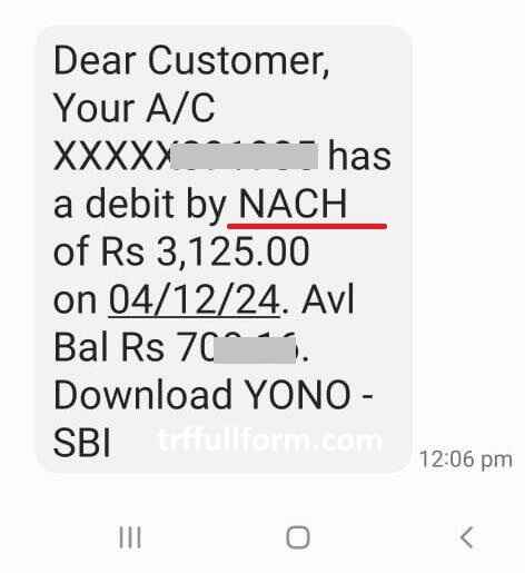 why is nach credit in my account sbi